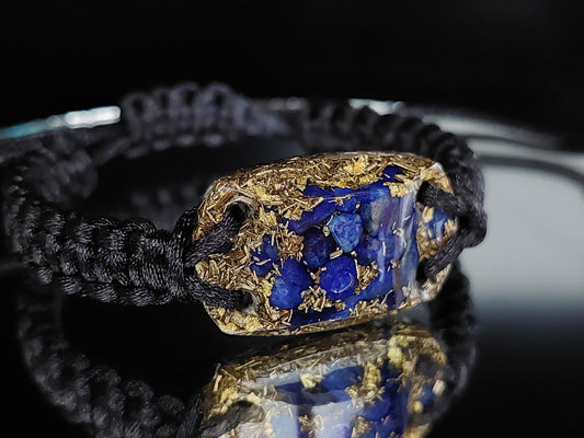 Pulsera de orgonita, Lapislázuli, oro de 24k, latón, amuleto de reiki activado y programado, meditación, curación de chakras, protección EMF