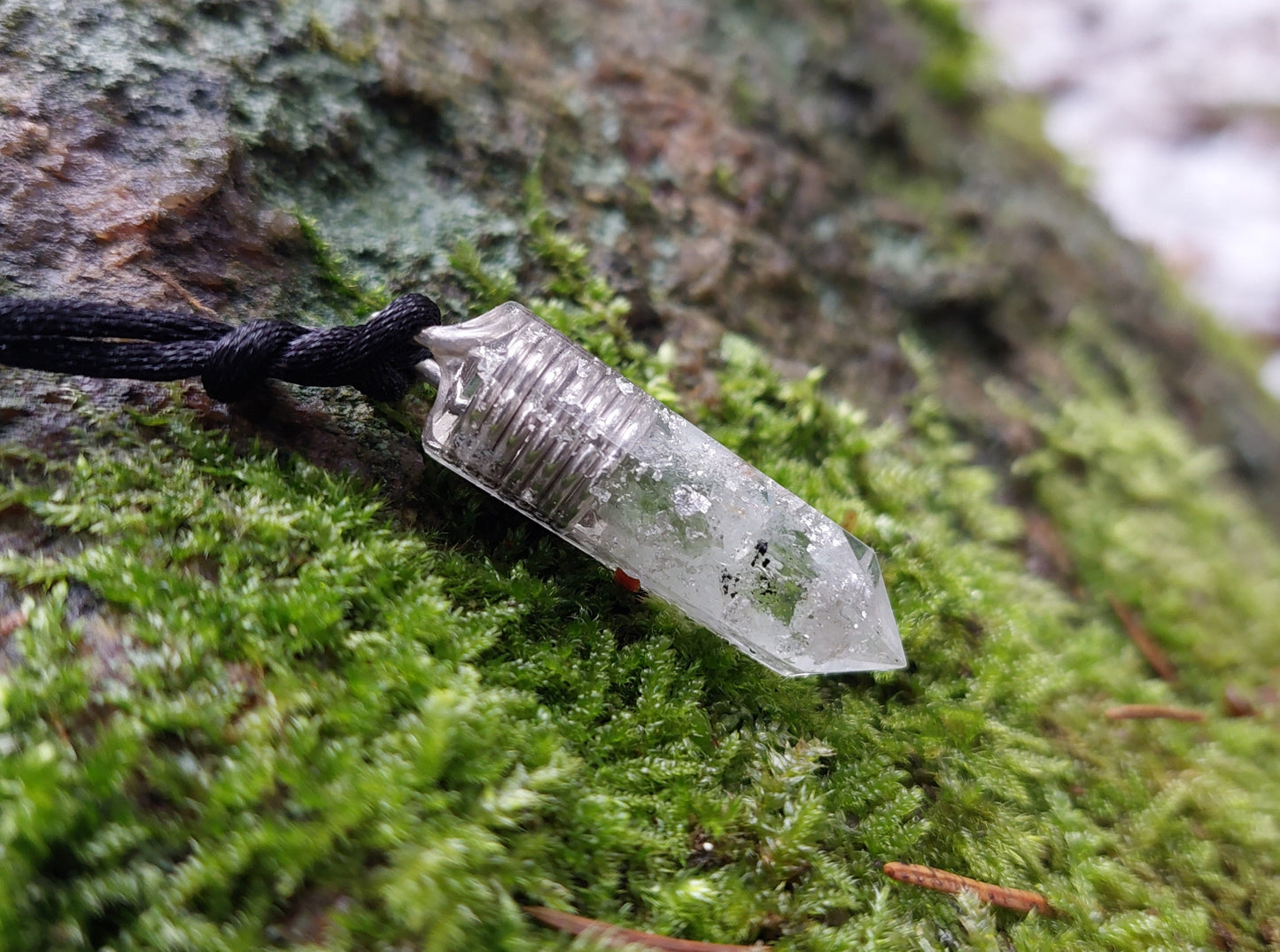 Collar colgante de orgonita, potentes cristales de altas vibraciones, plata, diamantes, danburita, moldavita, herkimer