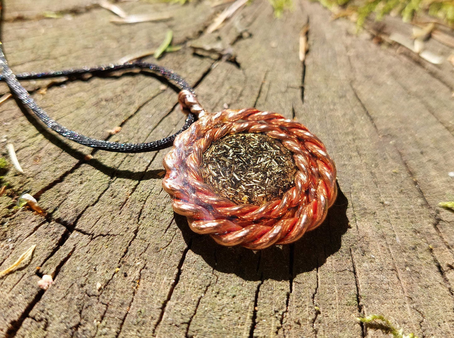 3 Tensor rings orgonite orgone pendant amulet with Black Tourmaline, Herkimer, Elite Shungite, copper, 24k gold, very powerful EMF protection