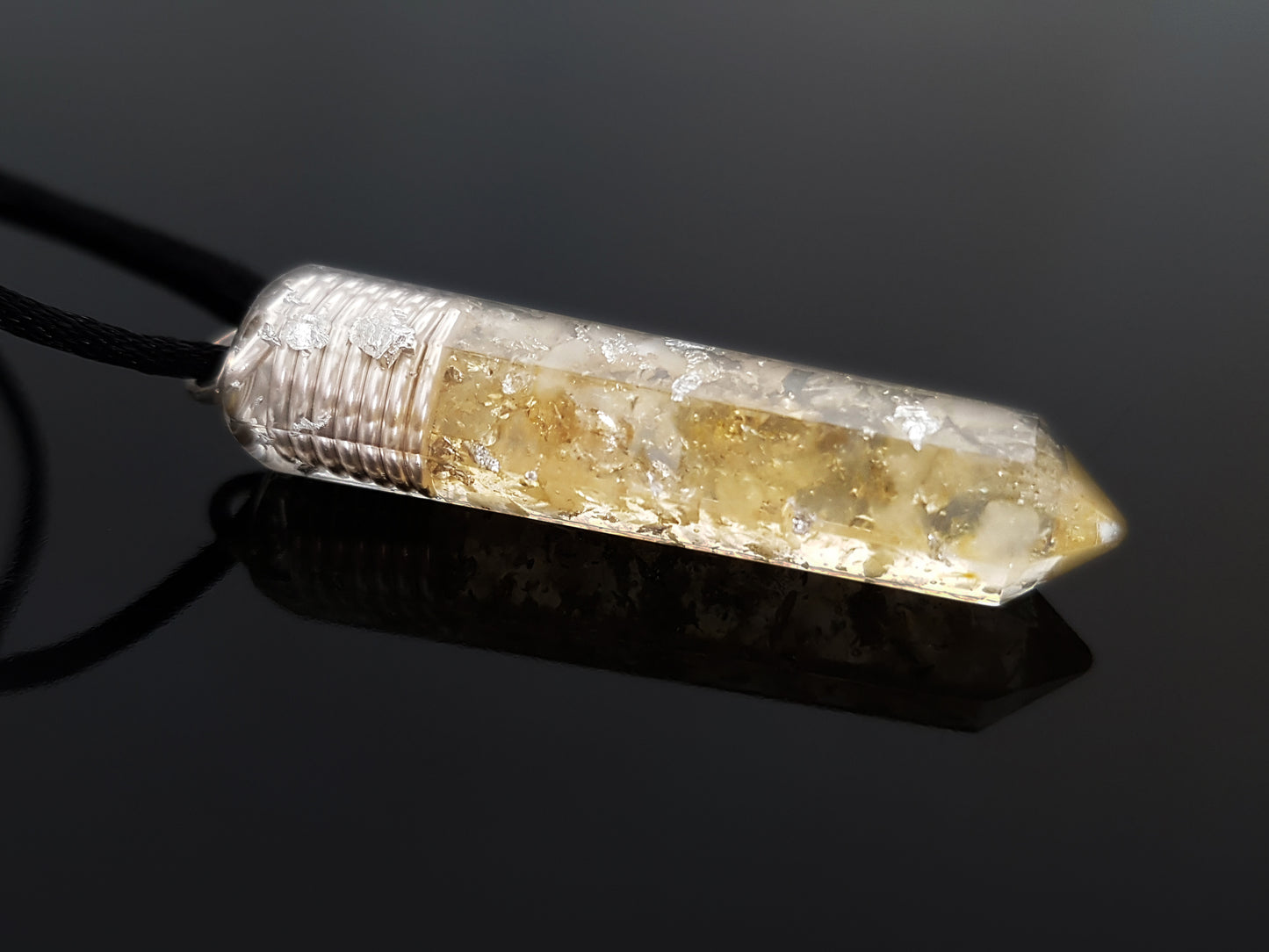 Citrine Orgonite Pendant Necklace with 925 sterling silver