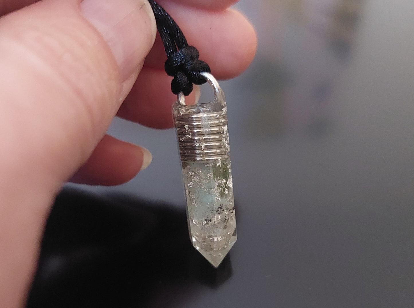 Collar colgante de orgonita, potentes cristales de altas vibraciones, plata, diamantes, danburita, moldavita, herkimer