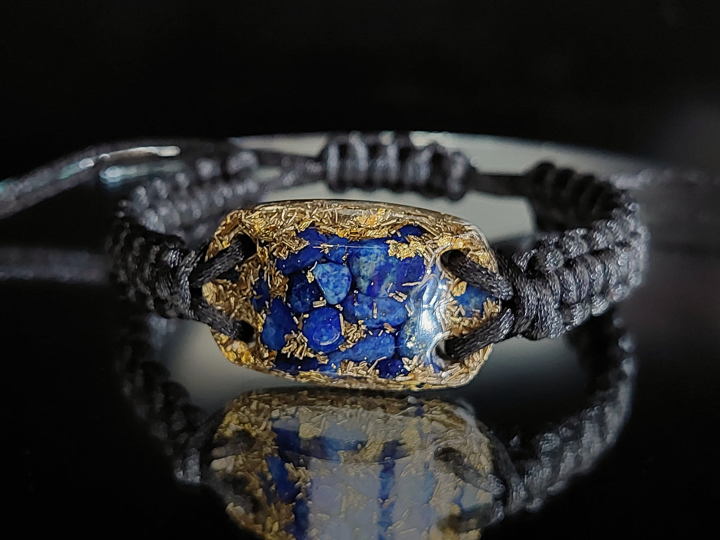 Pulsera de orgonita, Lapislázuli, oro de 24k, latón, amuleto de reiki activado y programado, meditación, curación de chakras, protección EMF