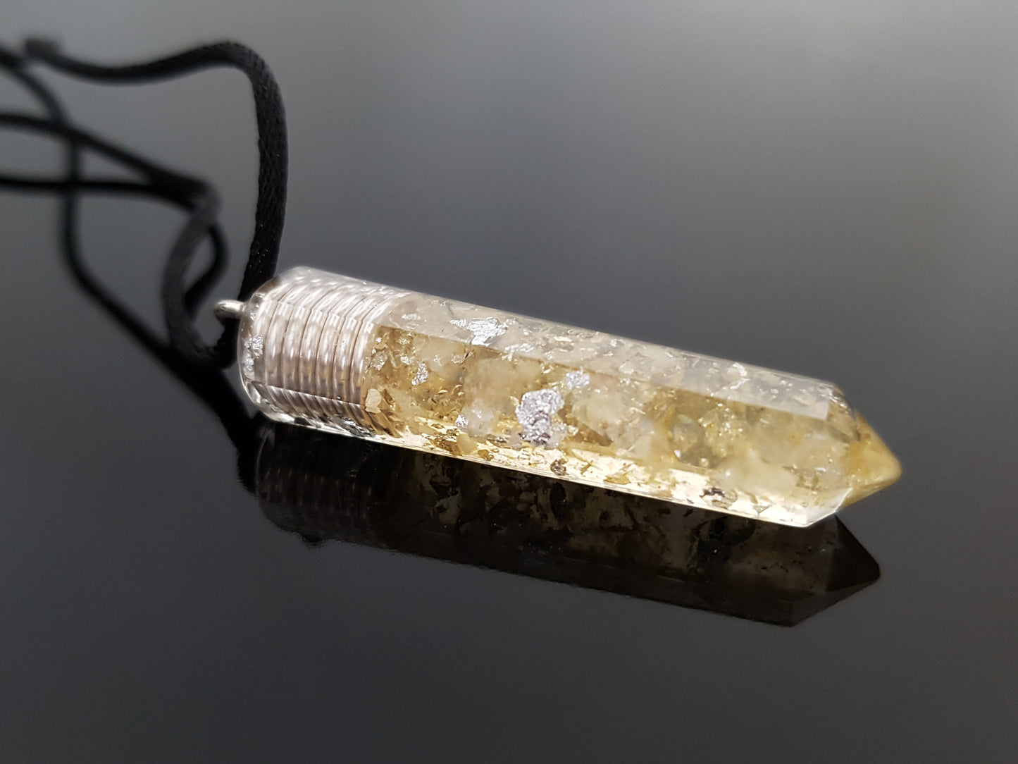 Citrine Orgonite Pendant Necklace with 925 sterling silver