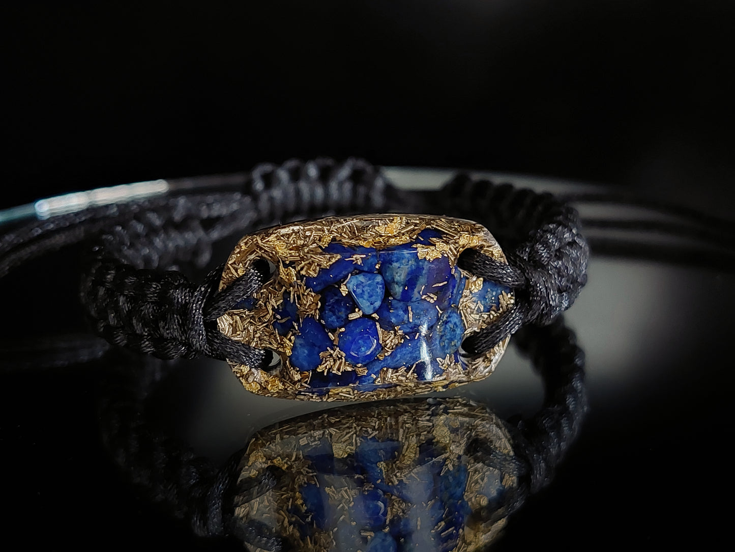 Pulsera de orgonita, Lapislázuli, oro de 24k, latón, amuleto de reiki activado y programado, meditación, curación de chakras, protección EMF