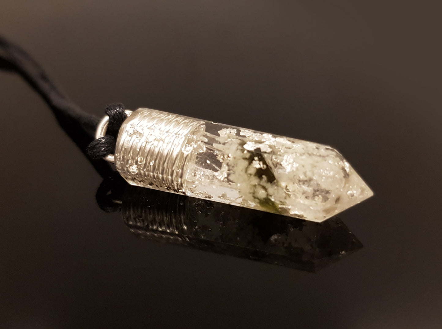 Collar colgante de orgonita, potentes cristales de altas vibraciones, plata, diamantes, danburita, moldavita, herkimer