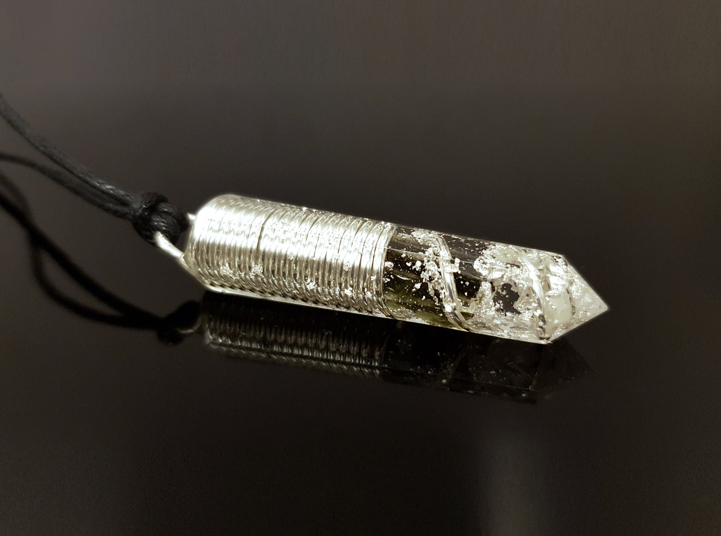 Most Powerful Orgonite Pendant - Magic amulet charm, Orgone Necklace - Moldavite, Herkimer, Diamonds, Reiki, silver
