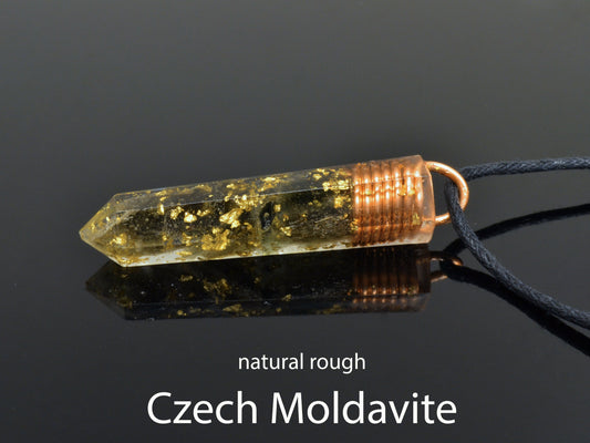 Moldavite Orgonite orgone pendant, 24k gold, Reiki infused amulet, chakra healing, powerful, high and strong vibrations