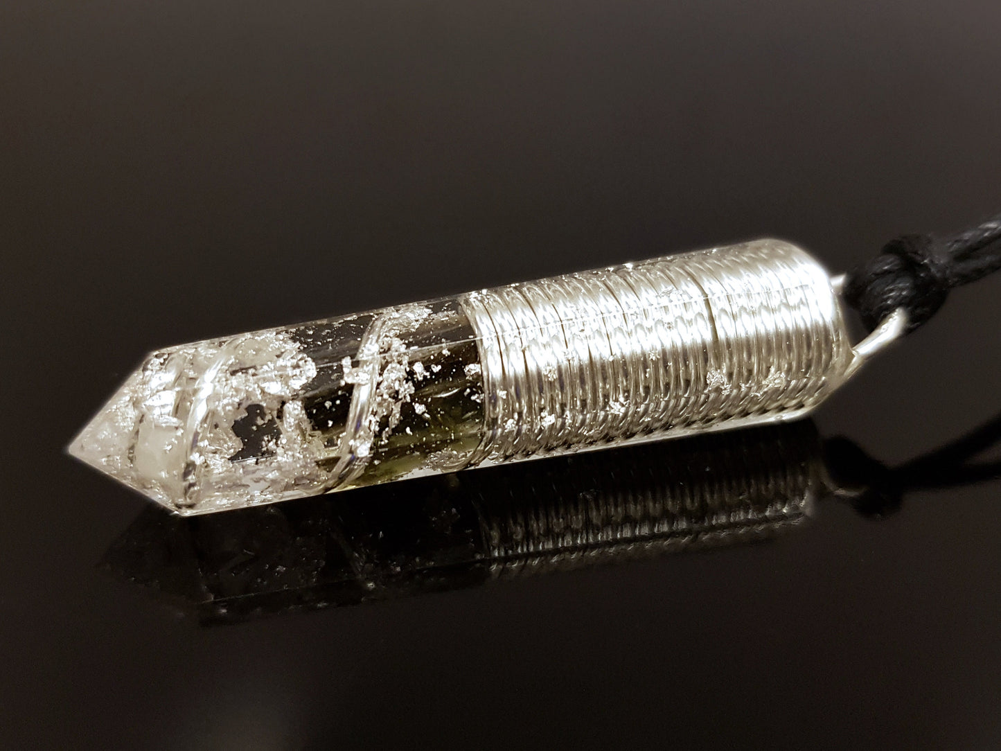 Most Powerful Orgonite Pendant - Magic amulet charm, Orgone Necklace - Moldavite, Herkimer, Diamonds, Reiki, silver