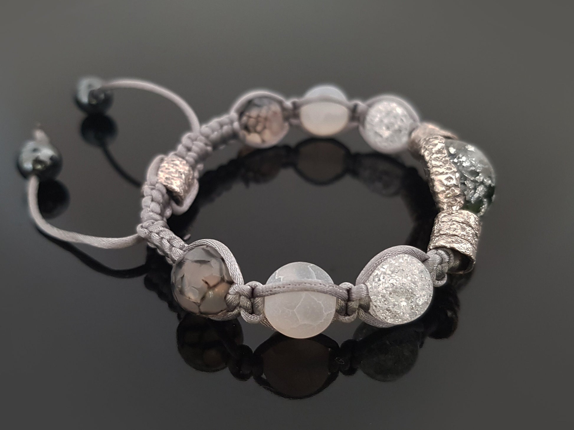 Moldavite Orgonite orgone bracelet, beaded Shamballa, Herkimer, diamonds, Reiki crystal healing. Powerful magic amulet.