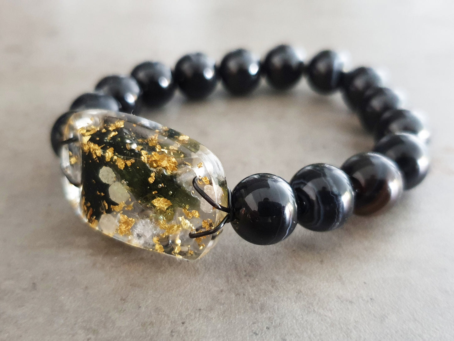 Most powerful Orgonite orgone bracelet amulet! Diamonds, Herkimer, Moldavite, black tourmaline, onyx, enchanted charm
