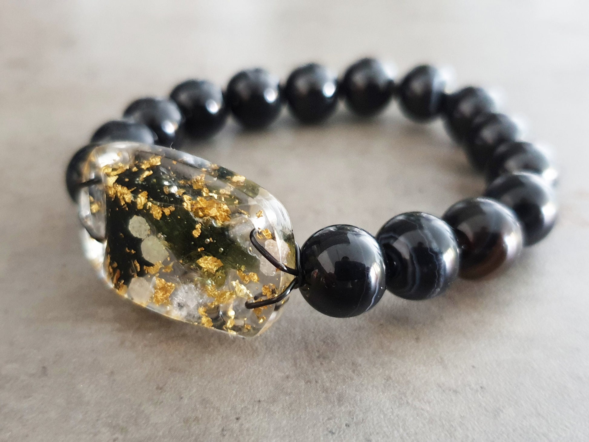 Most powerful Orgonite orgone bracelet amulet! Diamonds, Herkimer, Moldavite, black tourmaline, onyx, enchanted charm