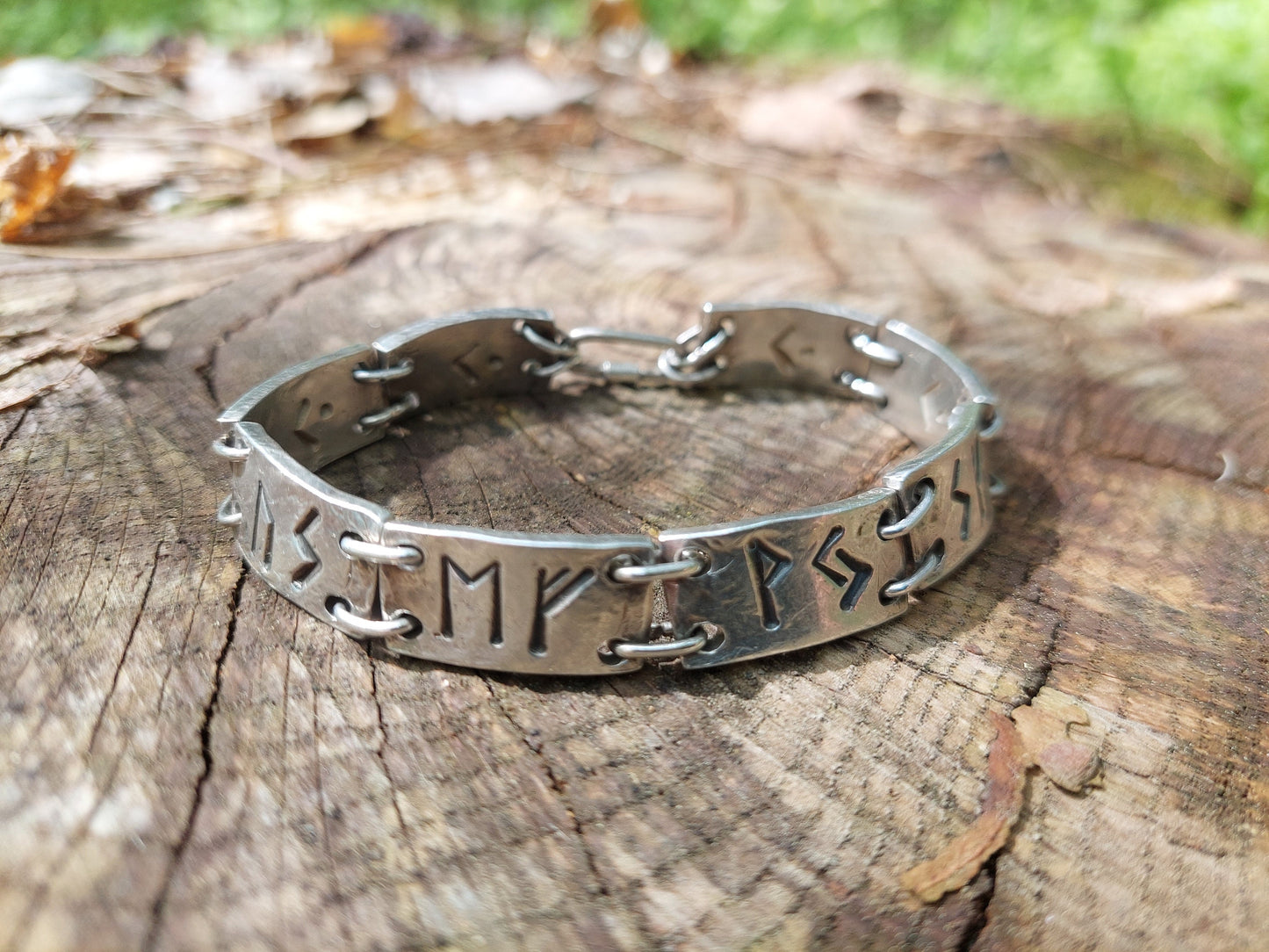 Enchanted rune silver bracelet, magic amulet for Money, Wealth, Health, Protection. Norse, Viking, Celtic charm
