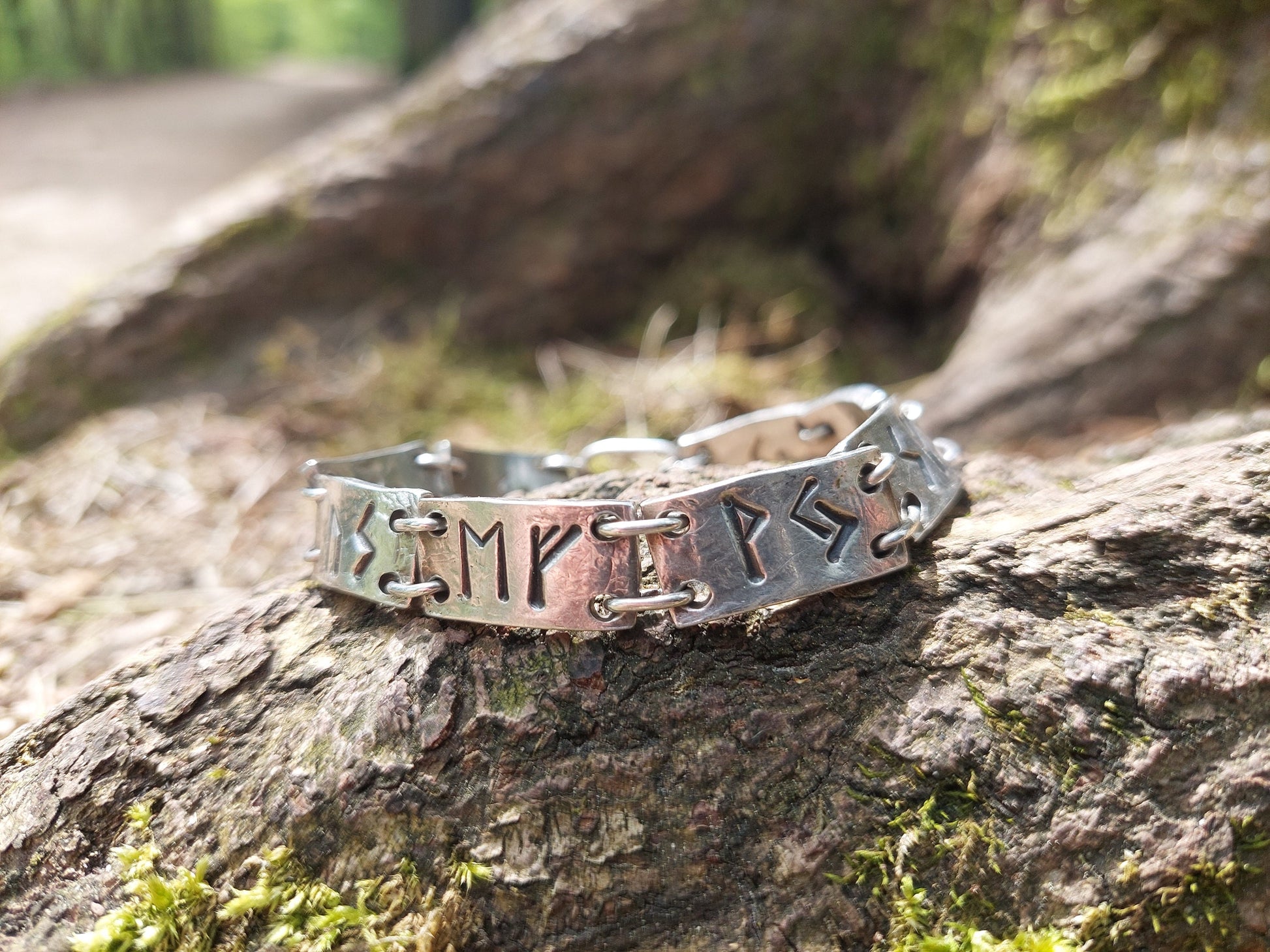 Enchanted rune silver bracelet, magic amulet for Money, Wealth, Health, Protection. Norse, Viking, Celtic charm