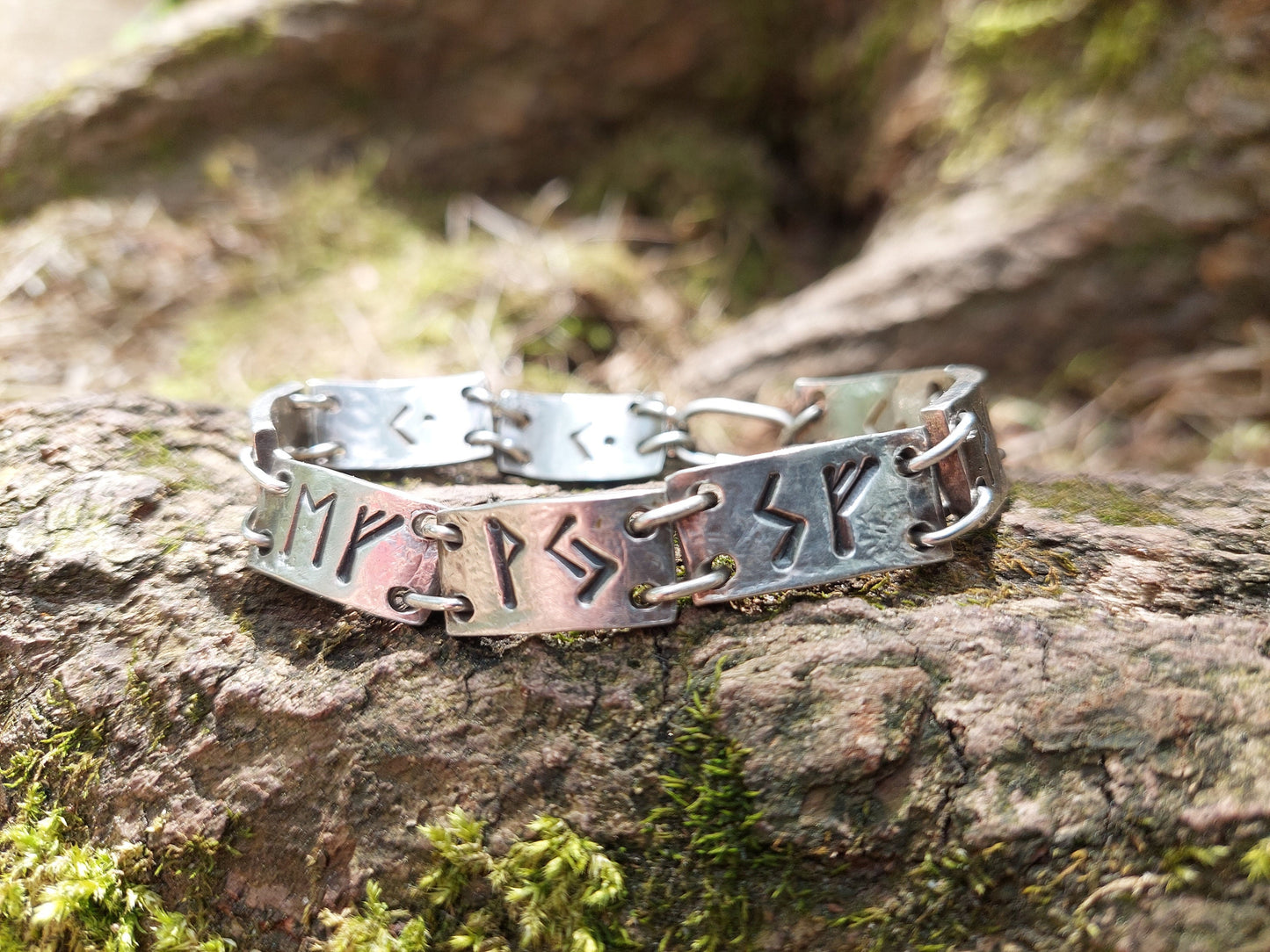Enchanted rune silver bracelet, magic amulet for Money, Wealth, Health, Protection. Norse, Viking, Celtic charm