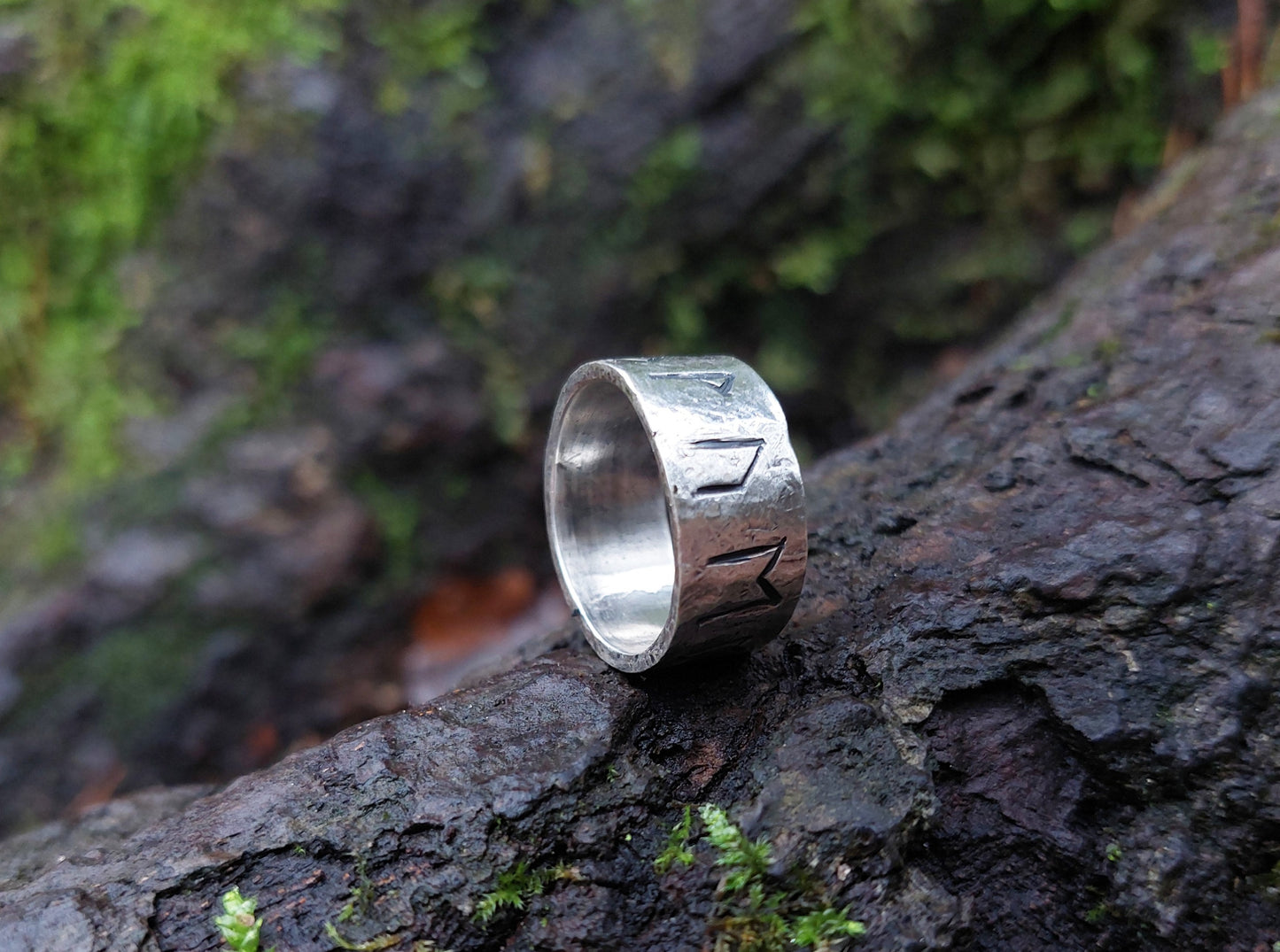 Real Money, luck, prosperity amulet, rustic sterling silver ring with celtic, viking runes formula. Powerful enchanted talisman