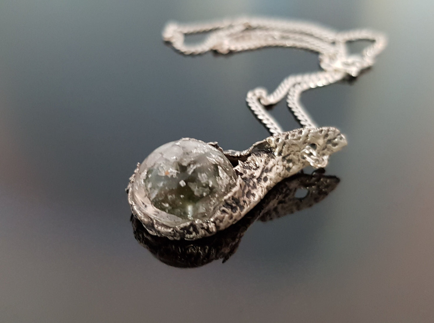 Colgante de orgonita con Plata, combinación más poderosa, Diamantes, Herkimer, Moldavita