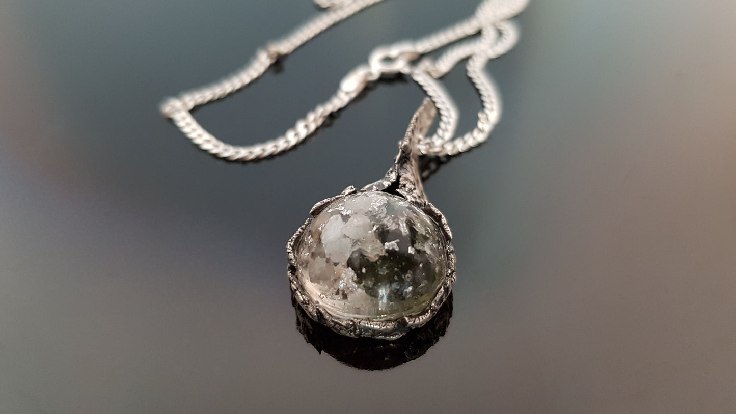 Colgante de orgonita con Plata, combinación más poderosa, Diamantes, Herkimer, Moldavita