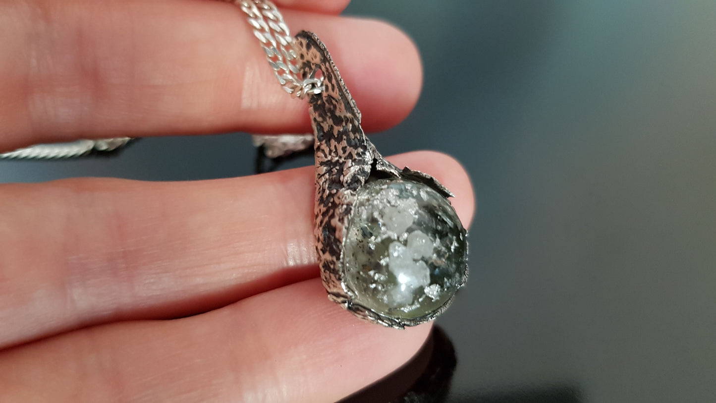 Colgante de orgonita con Plata, combinación más poderosa, Diamantes, Herkimer, Moldavita