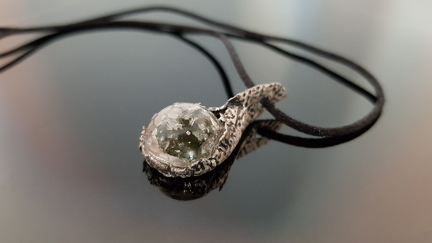 Colgante de orgonita con Plata, combinación más poderosa, Diamantes, Herkimer, Moldavita