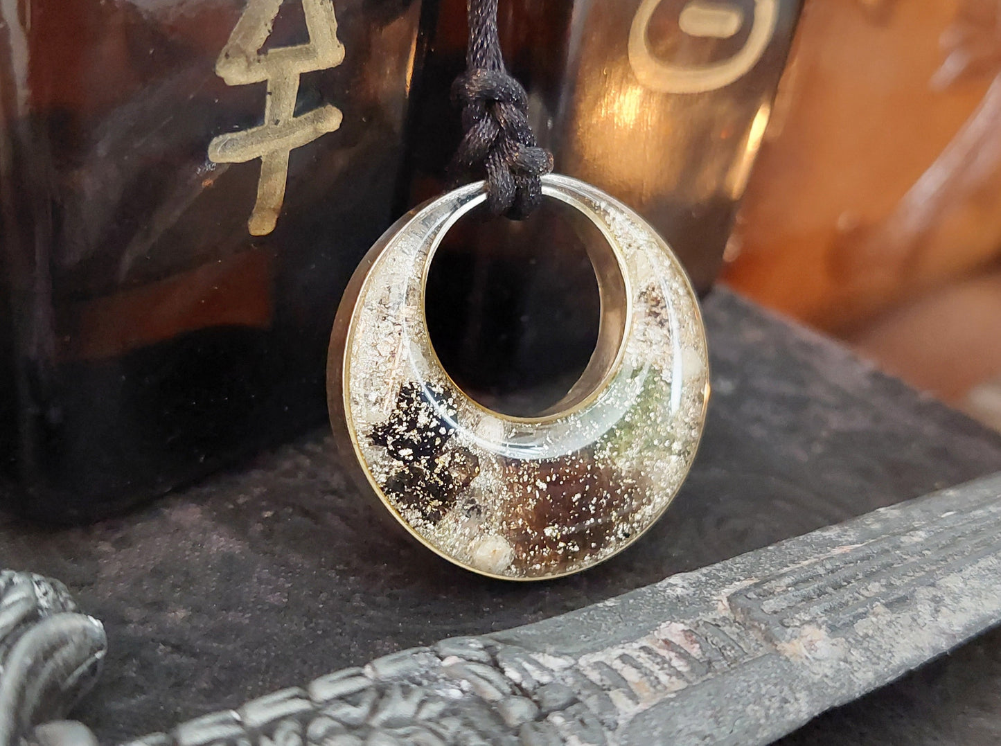 Collar con colgante de orgonita de plata, amuleto con combinación de cristal potente y única