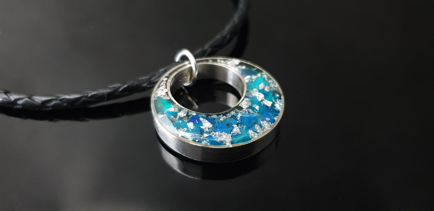 Colgante de orgonita orgonita - collar con ópalo azul y plata, amuleto poderoso, altas vibraciones