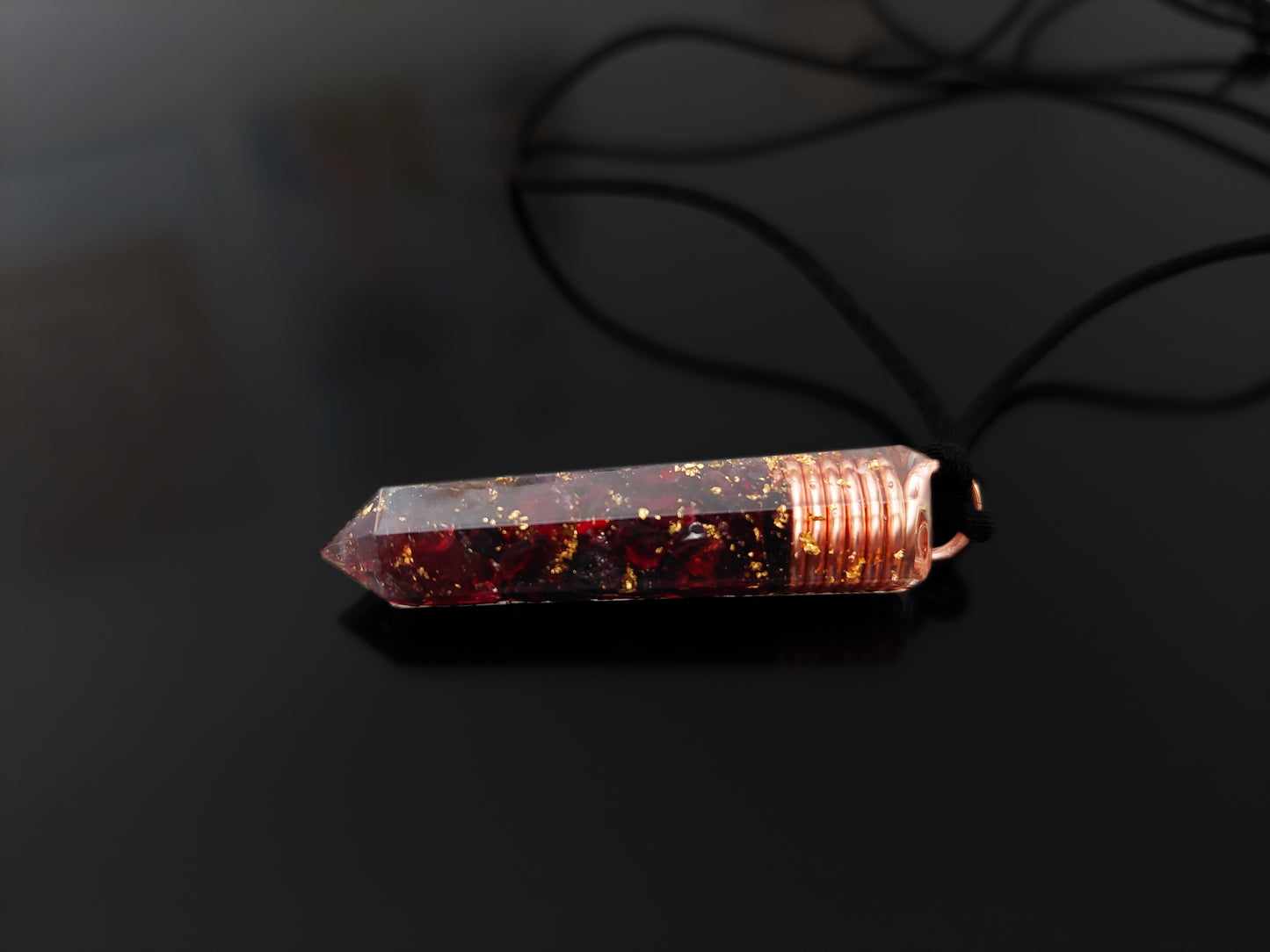 Garnet Orgonite orgone pendant necklace, 24k gold, Wealth, Money, luck, Love, Reiki infused, charged wealth amulet