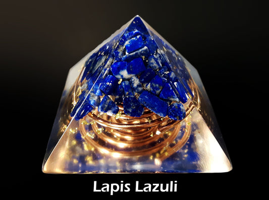 Orgonite Pyramid, Lapis Lazuli  - manifestation, protection, programmed and activated amulet charm