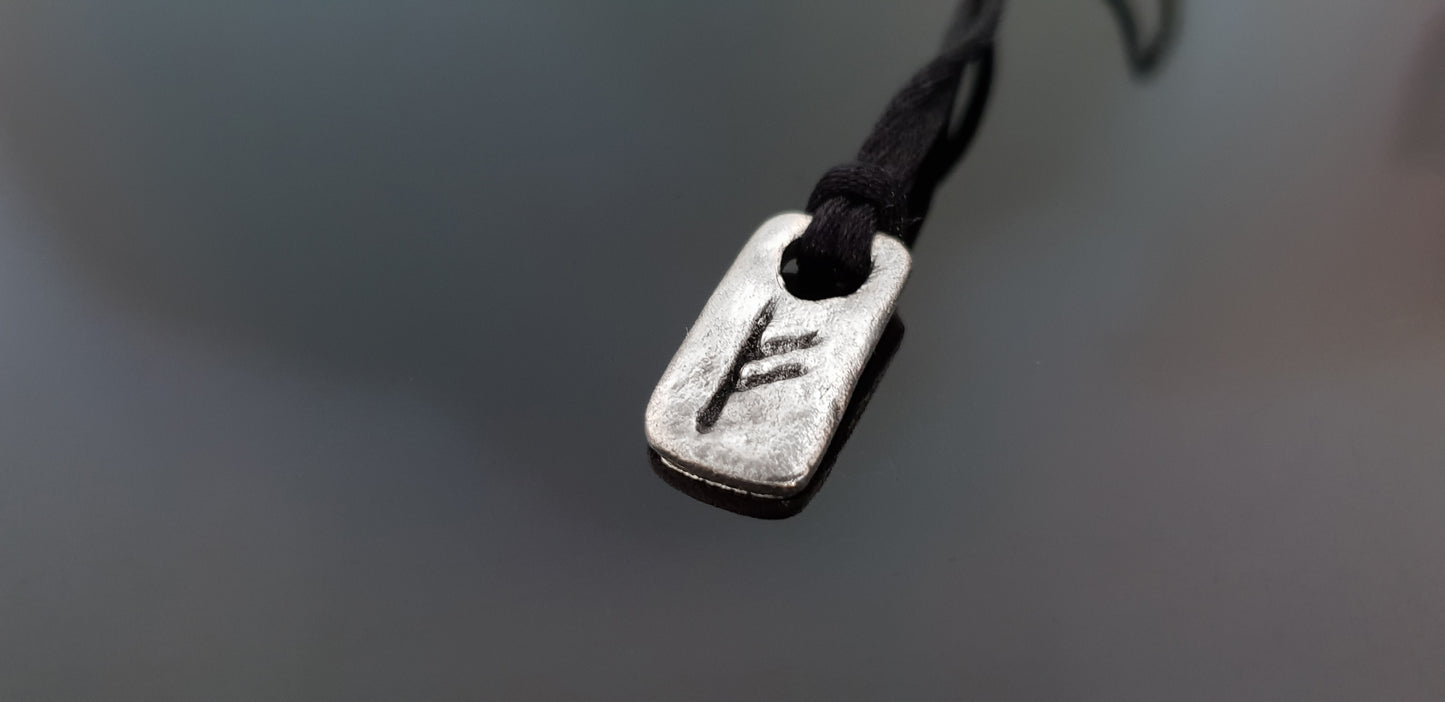Fehu rune pendant, viking silver rune amulet. Real money amulet / charm with celtic runes