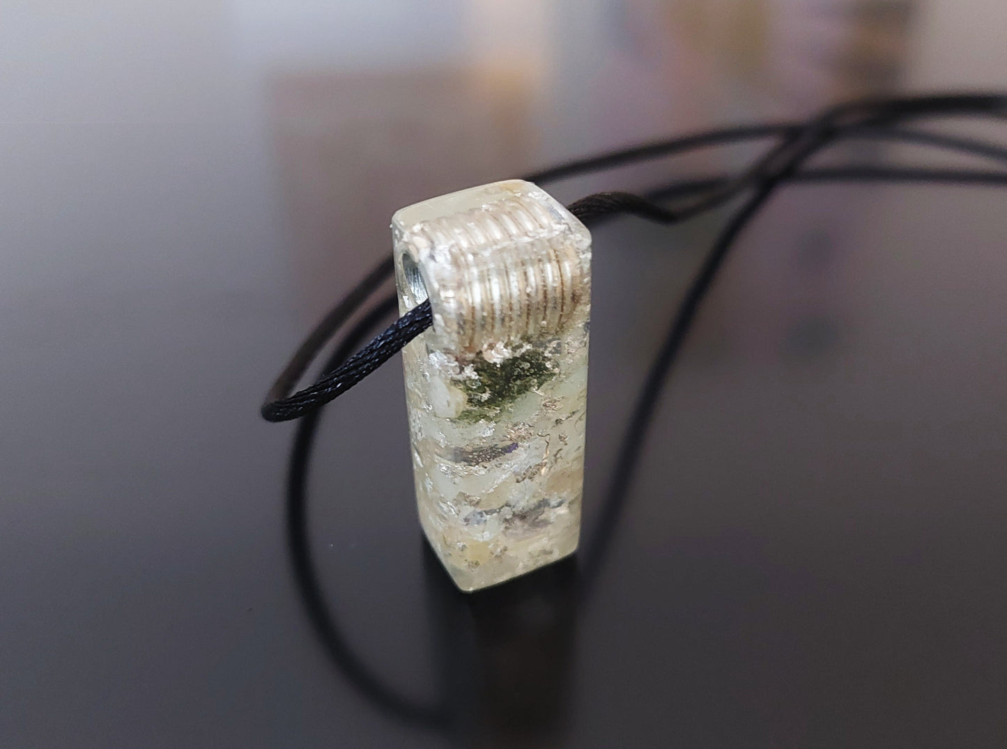 Orgonite orgone pendant, necklace - diamonds, Moldavite, Herkimer, Rhodozite, Danburite, sterling silver, glow in the dark
