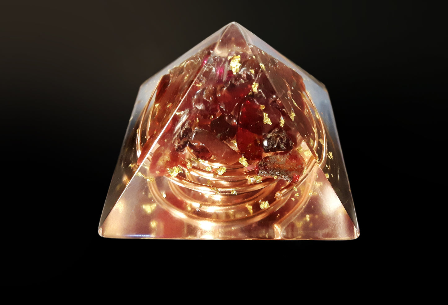 Orgonite garnet Pyramid - Wealth, Money, Sexuality