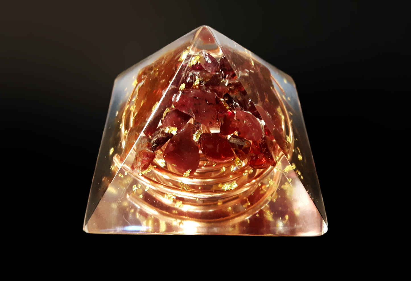 Orgonite garnet Pyramid - Wealth, Money, Sexuality