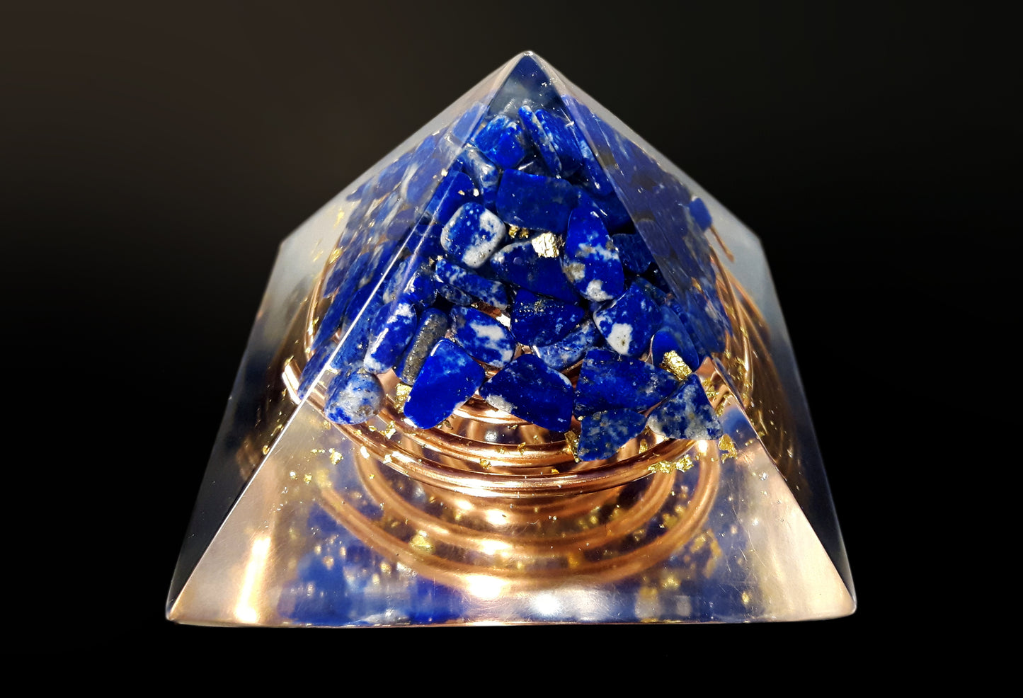 Orgonite Pyramid, Lapis Lazuli  - manifestation, protection, programmed and activated amulet charm