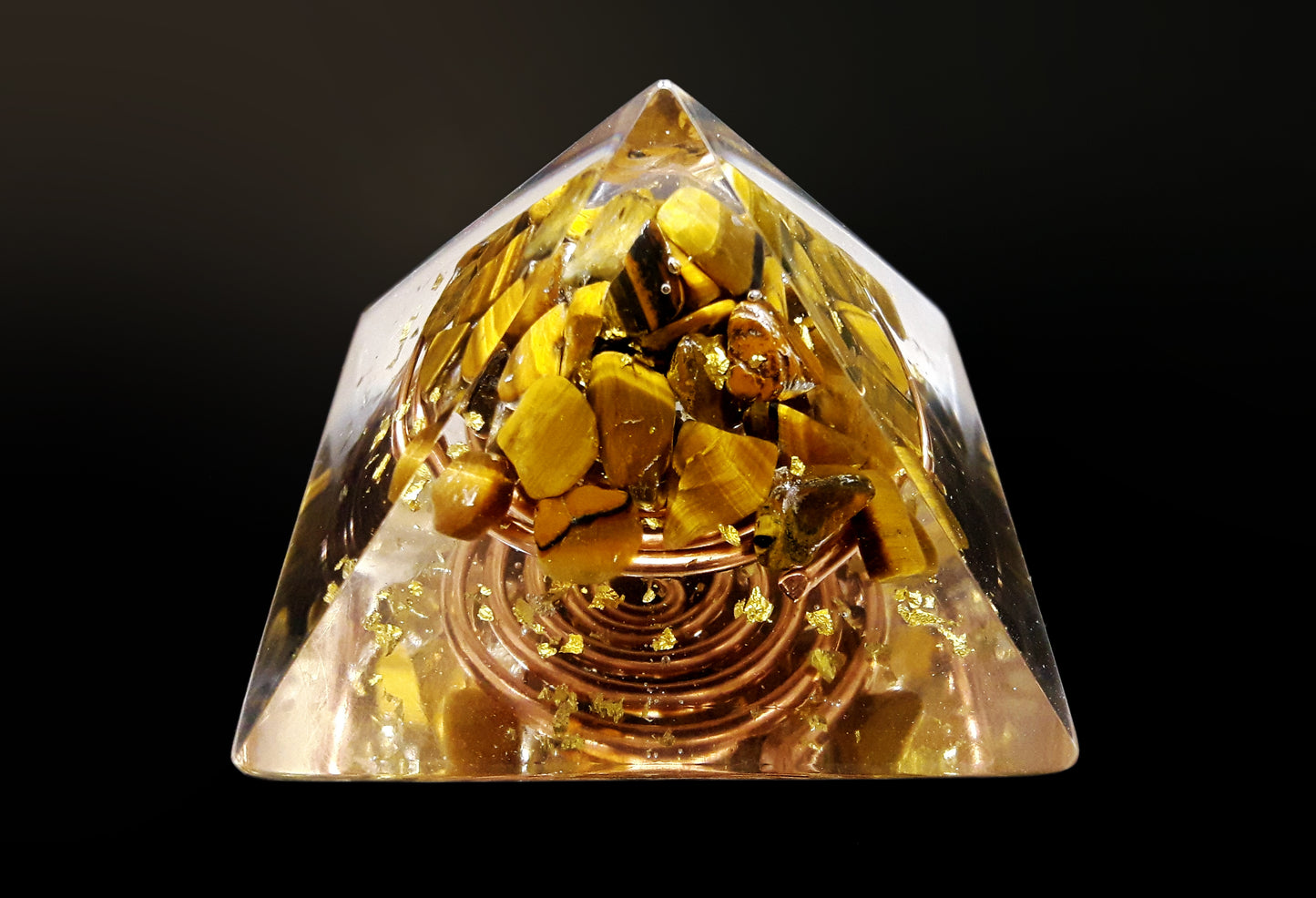 Tiger's eye orgonite Pyramid - protection, wealth, money, success, power