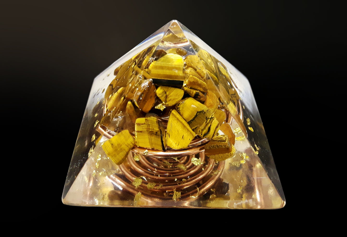 Tiger's eye orgonite Pyramid - protection, wealth, money, success, power