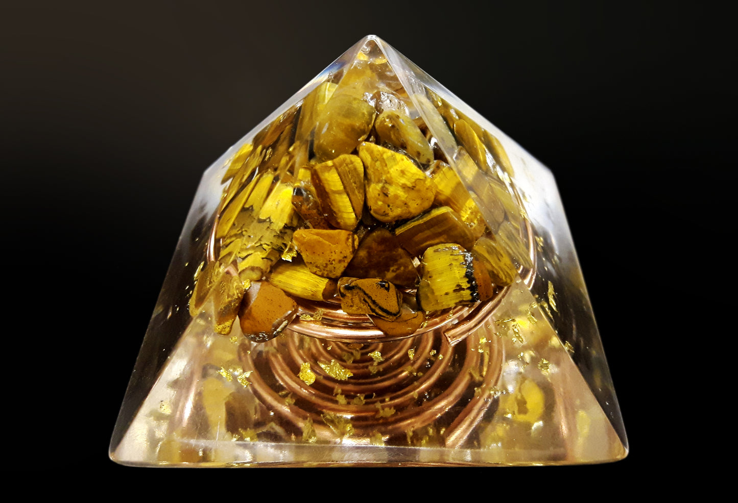 Tiger's eye orgonite Pyramid - protection, wealth, money, success, power