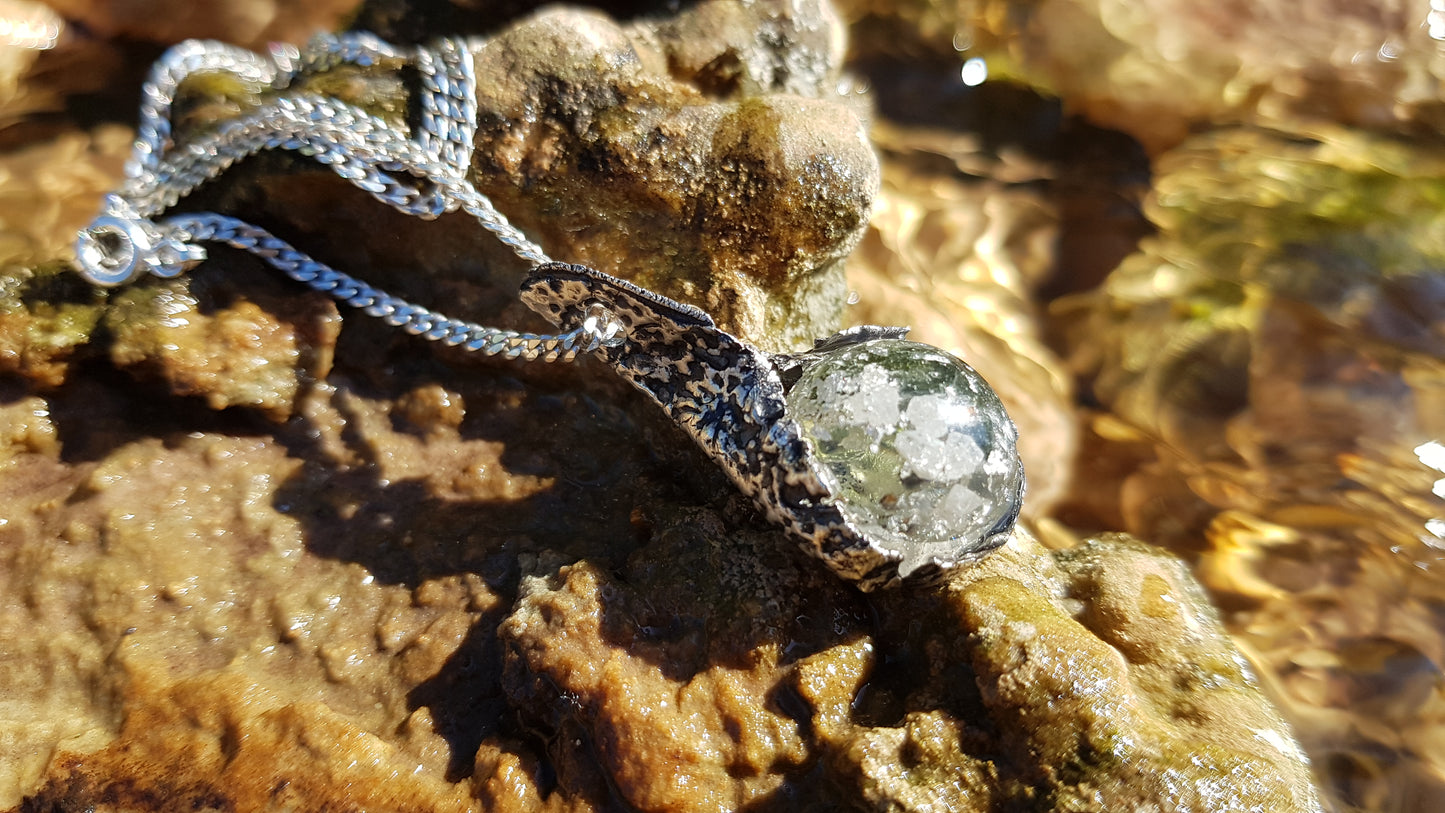 Colgante de orgonita con Plata, combinación más poderosa, Diamantes, Herkimer, Moldavita