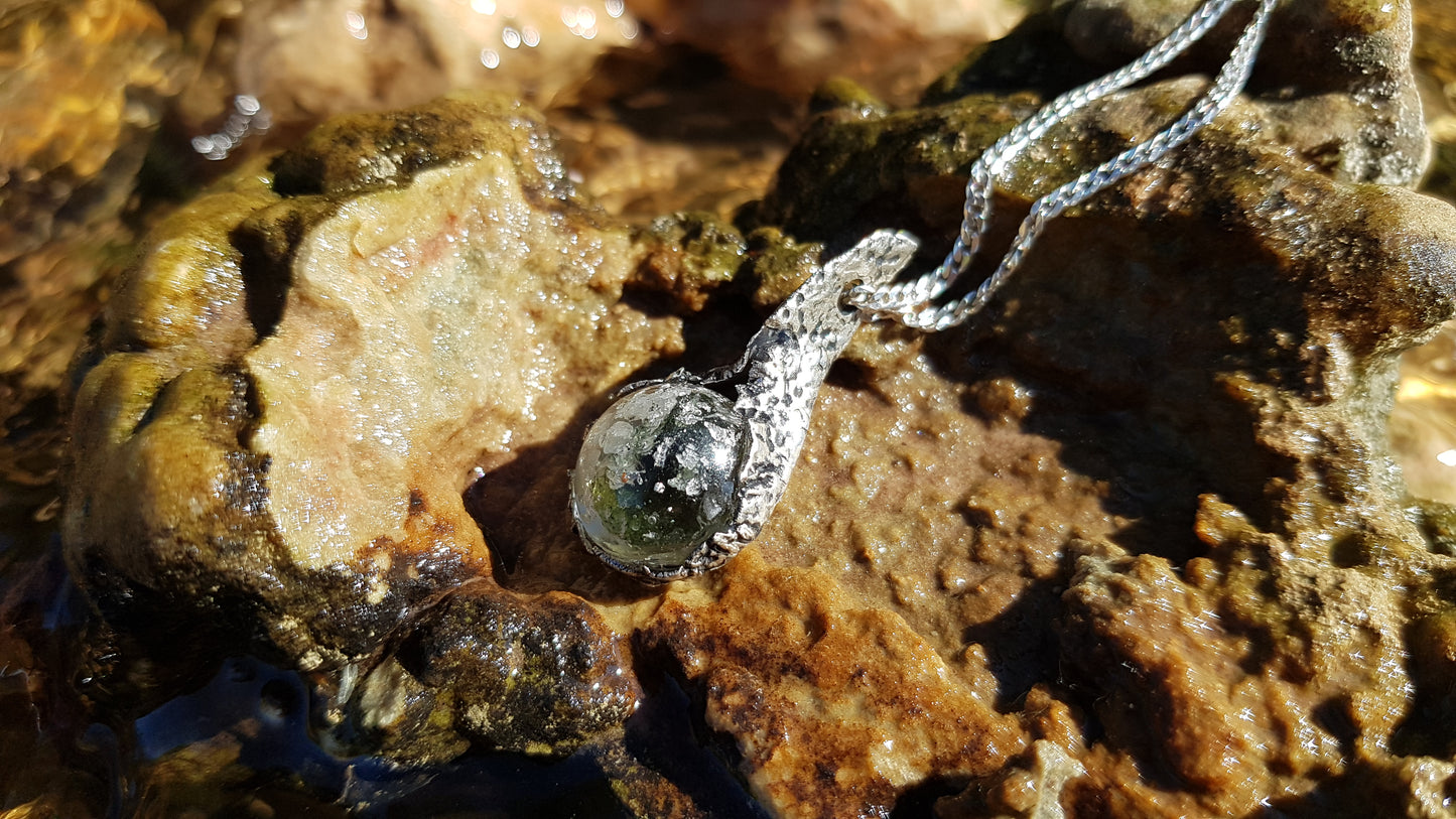 Colgante de orgonita con Plata, combinación más poderosa, Diamantes, Herkimer, Moldavita