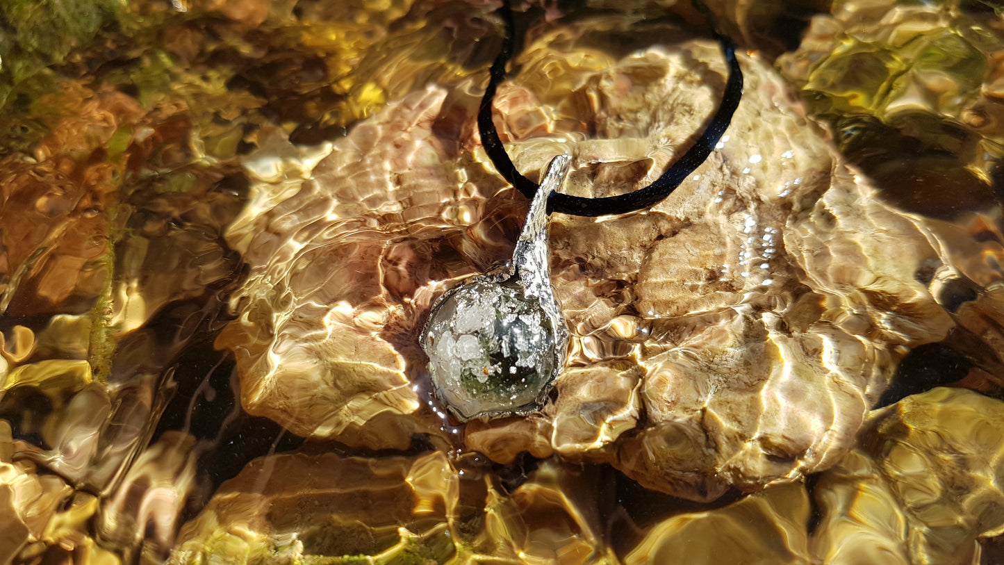 Colgante de orgonita con Plata, combinación más poderosa, Diamantes, Herkimer, Moldavita