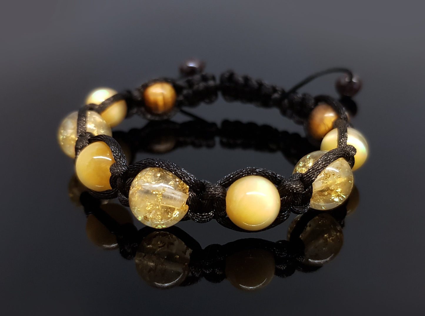 Shamballa bracelet with Citrine and 24k gold orgonite beads