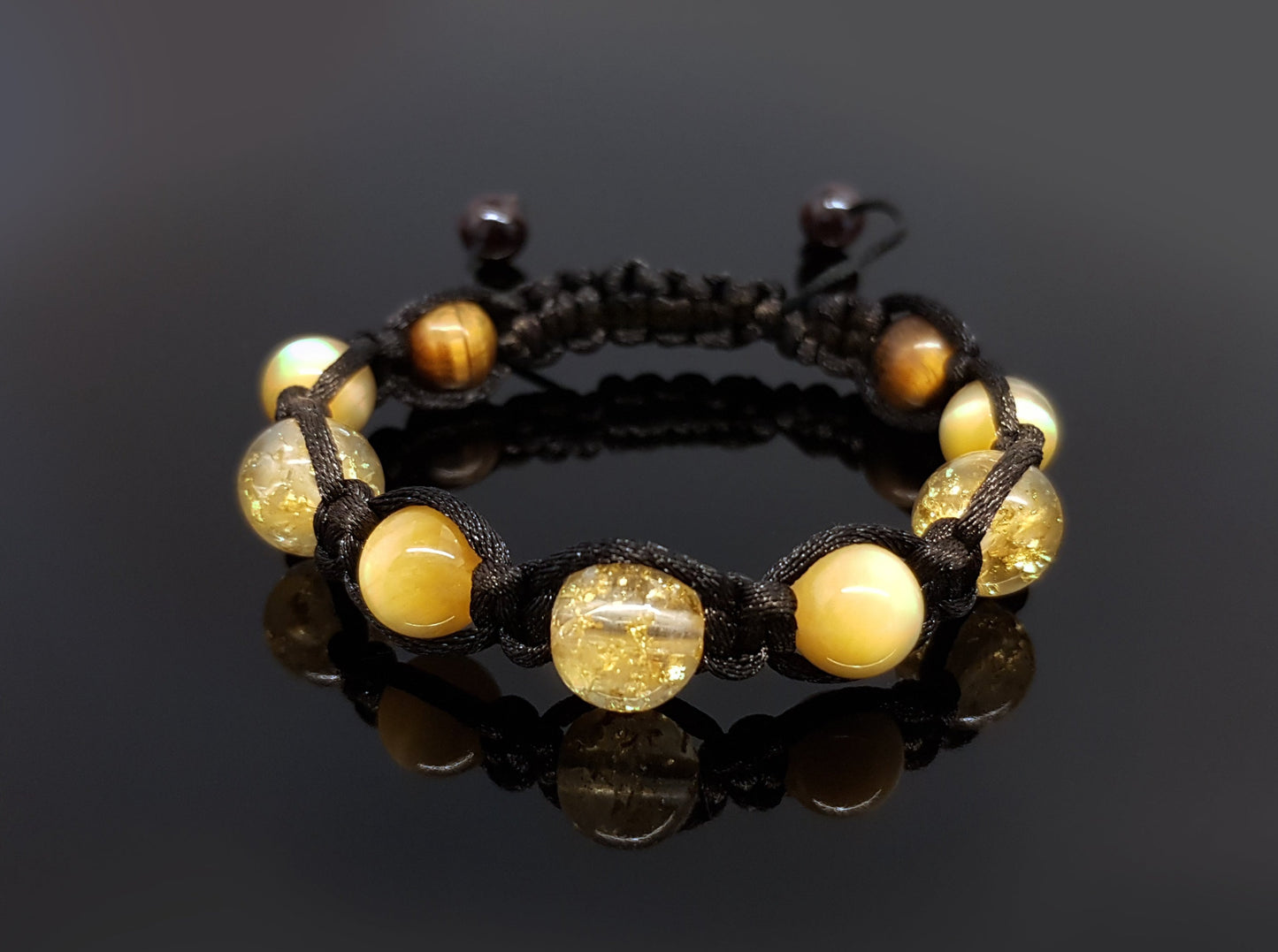 Shamballa bracelet with Citrine and 24k gold orgonite beads