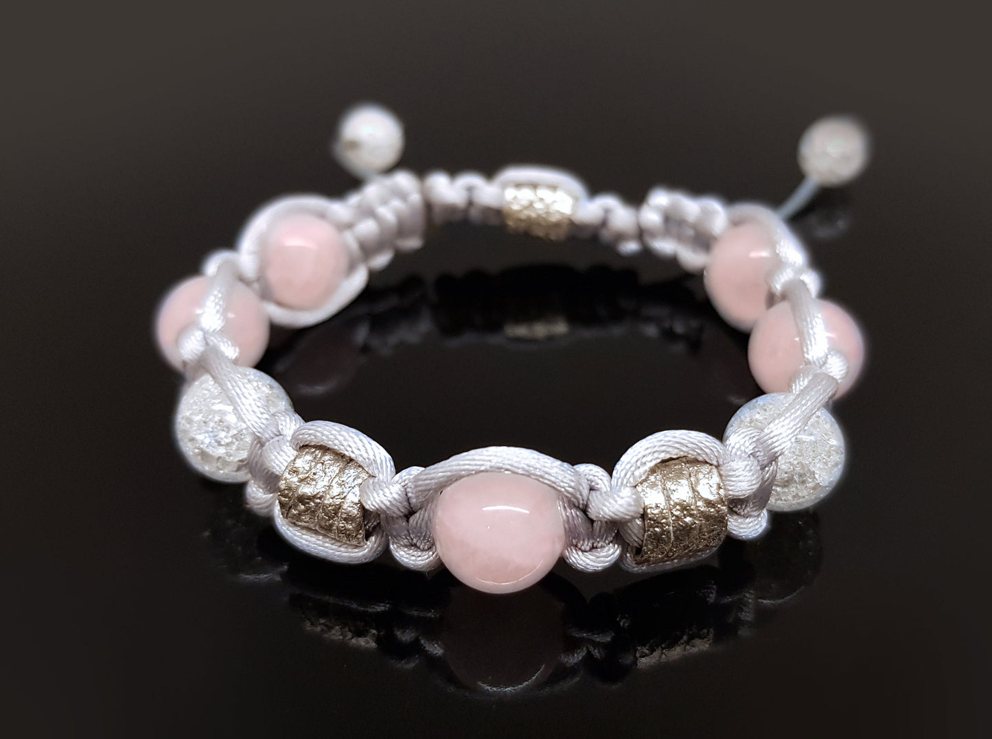 Shamballa bracelet, programmed amulet charm, rose quartz