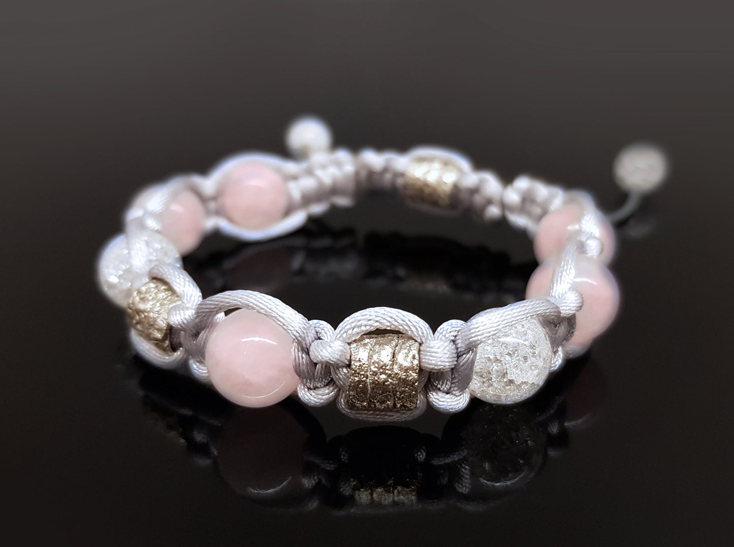 Shamballa bracelet, programmed amulet charm, rose quartz