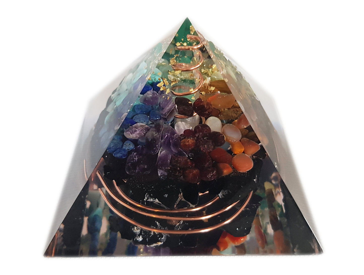 Orgonite orgone Pyramid, Money wealth and luck attraction Magnet - 7 chakra, Reiki, rainbow pyramid, money amulet, enchanted