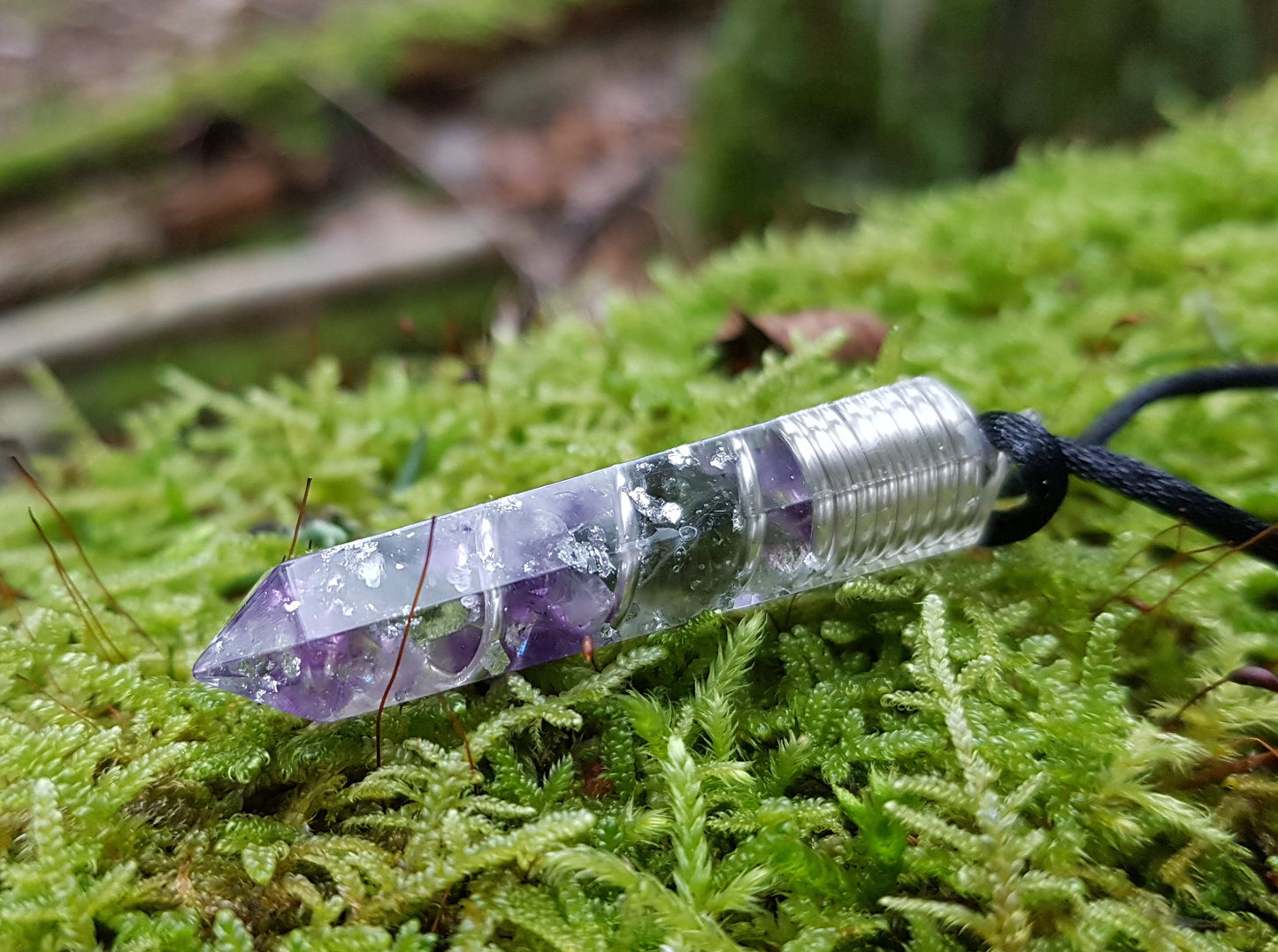 Collar colgante Orgonite Orgone - Herkimer, Moldavita, Amatista, plata, amuleto curativo de chakra de cristal Reiki