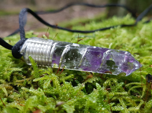 Collar colgante Orgonite Orgone - Herkimer, Moldavita, Amatista, plata, amuleto curativo de chakra de cristal Reiki