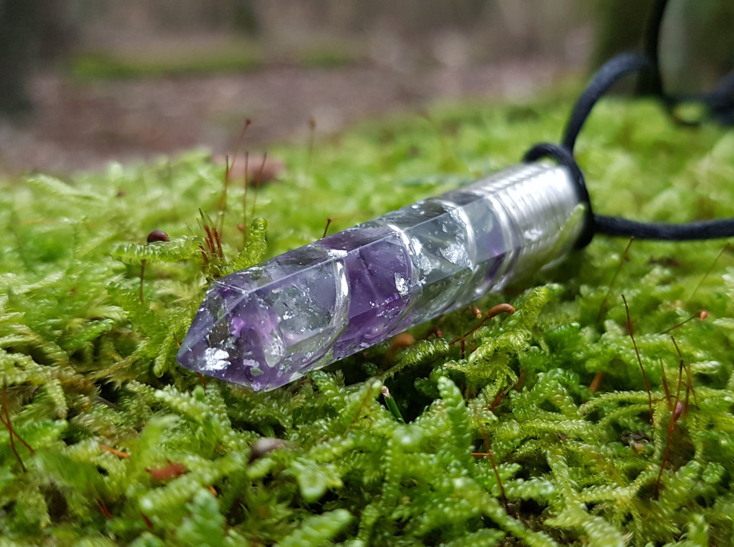 Collar colgante Orgonite Orgone - Herkimer, Moldavita, Amatista, plata, amuleto curativo de chakra de cristal Reiki