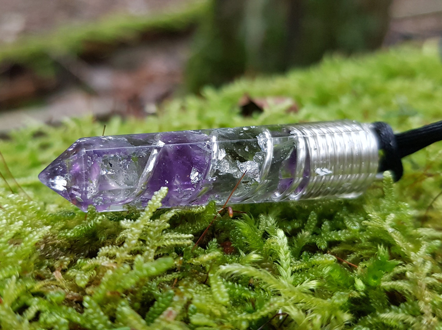 Collar colgante Orgonite Orgone - Herkimer, Moldavita, Amatista, plata, amuleto curativo de chakra de cristal Reiki