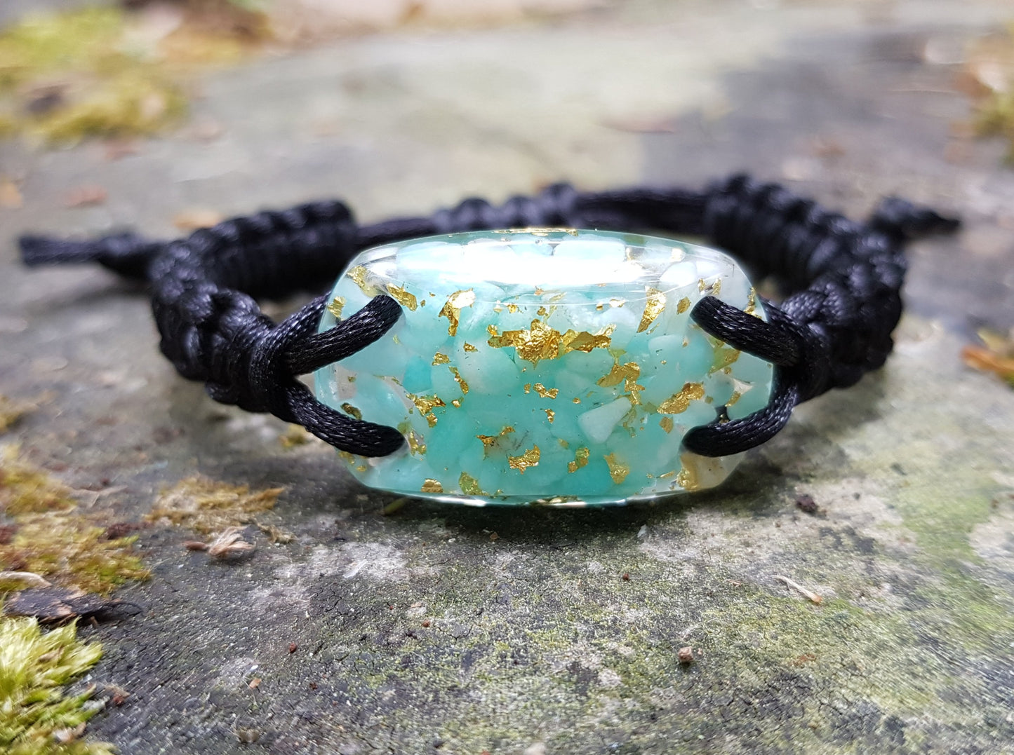 Pulsera Orgonita Orgone, amazonita, oro de 24k, talismán programado y activado, chakra del tercer ojo, curación reiki