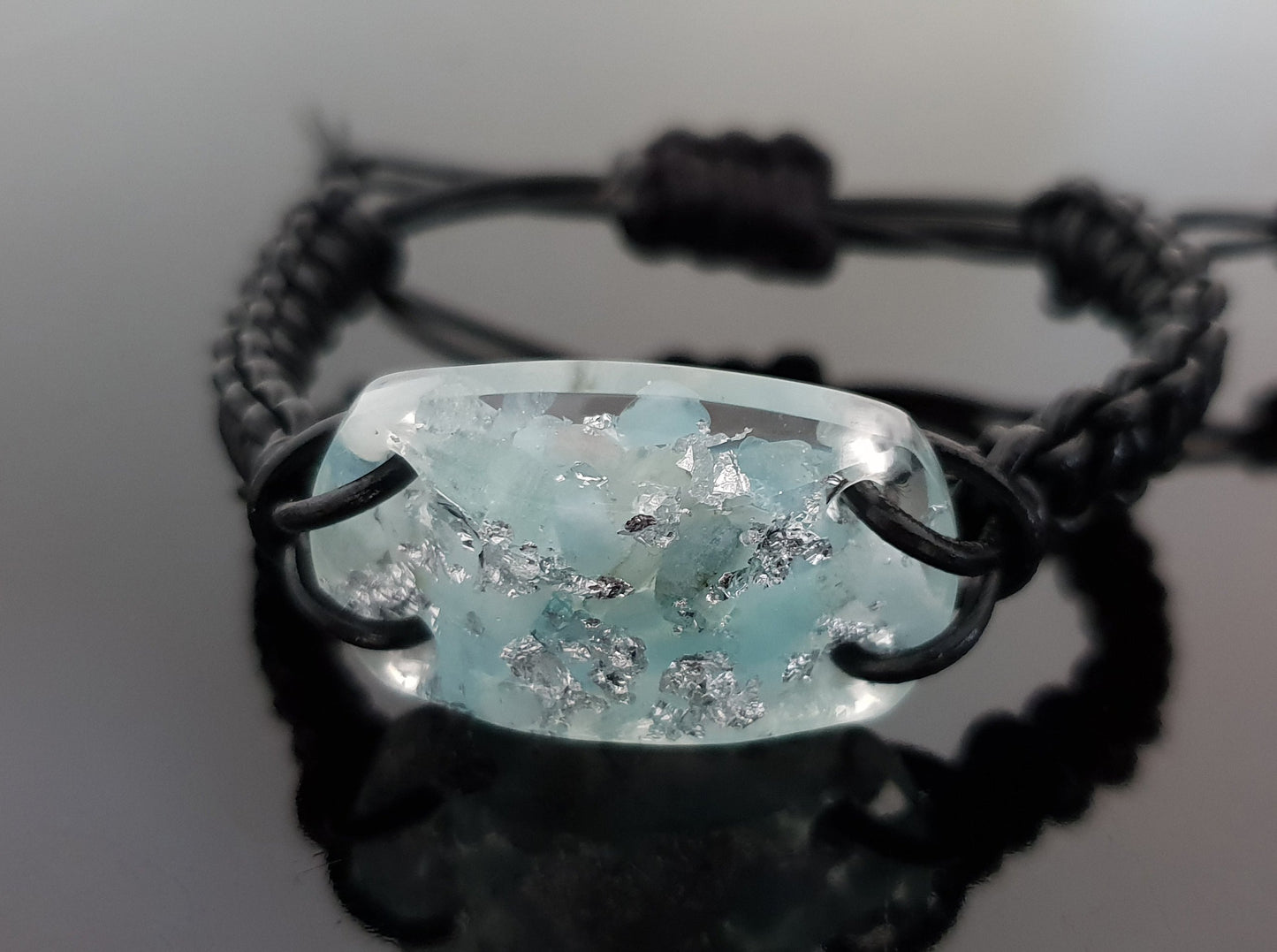 Aquamarine Orgonite orgone bracelet, silver, Reiki infused talisman, strong amulet, crystal chakra healing, love, protection