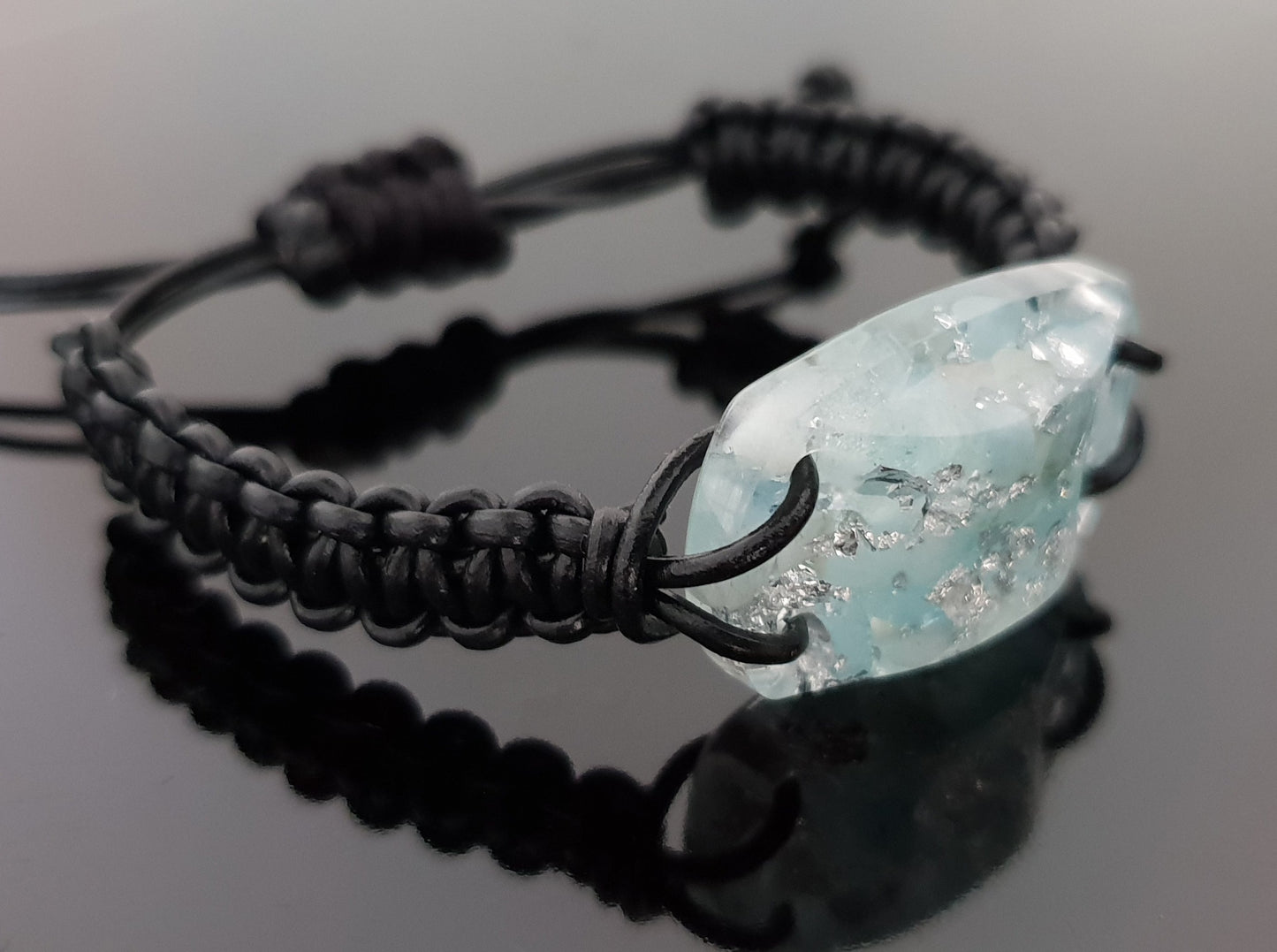 Aquamarine Orgonite orgone bracelet, silver, Reiki infused talisman, strong amulet, crystal chakra healing, love, protection